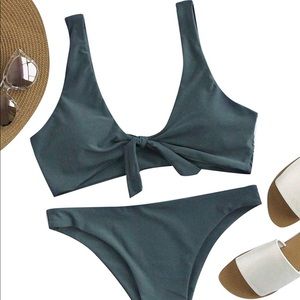 Sexy Bikini Swimsuit Tie Knot Front Swimwear Set